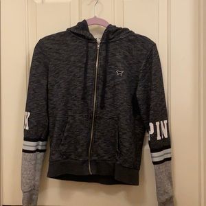 gray zip up
